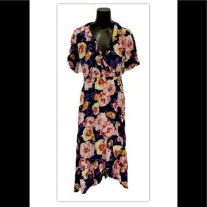 BNWT Old Navy Wrap Midi Navy Floral Dress Small